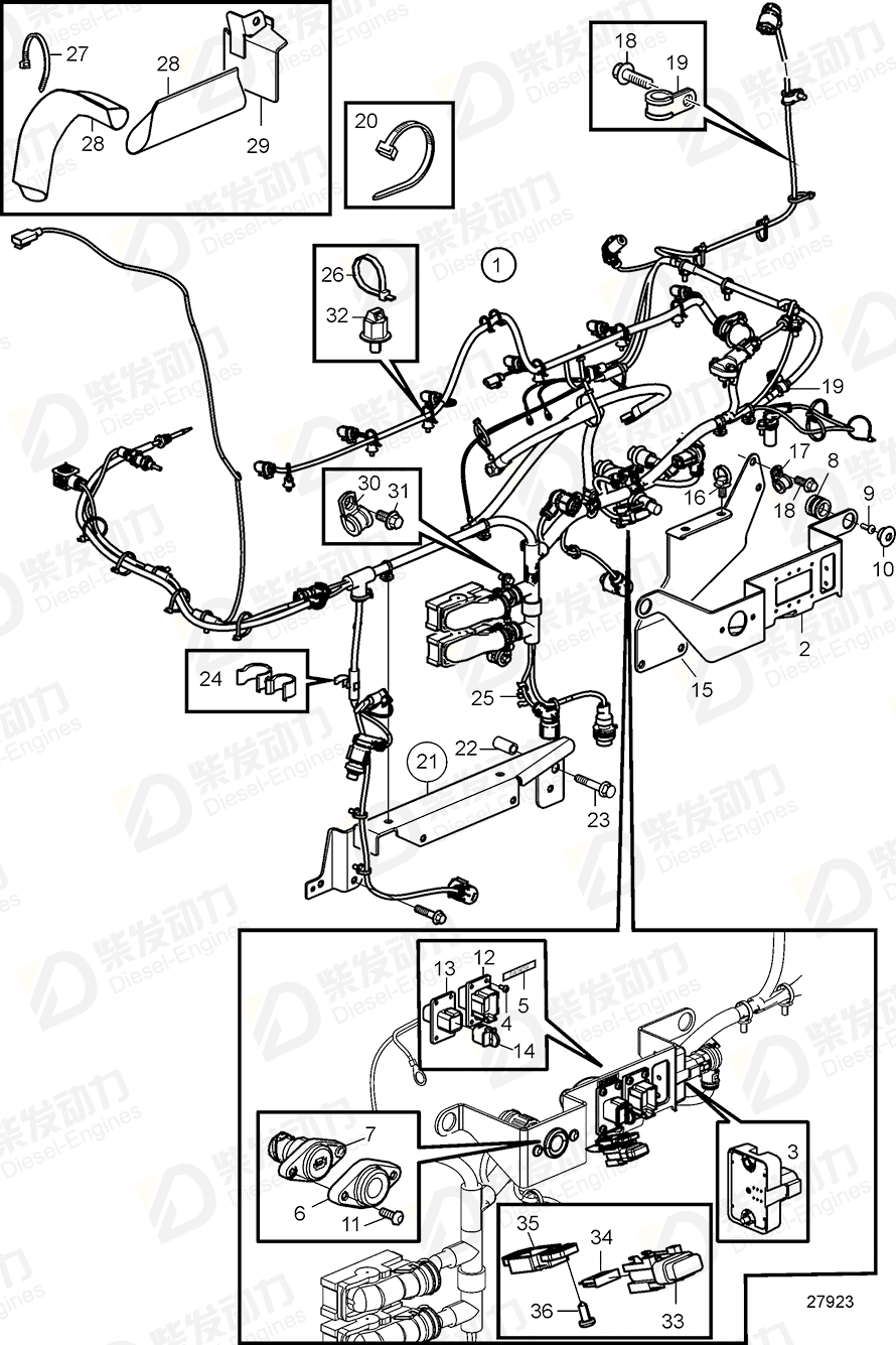VOLVO Cable harness 22461764 Drawing